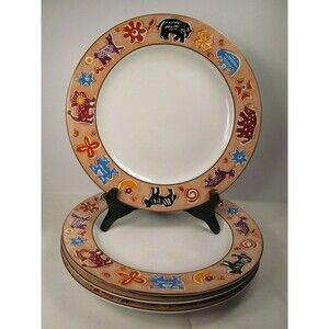 Furio Contemporary Casuals Zoo Animal Dinner Plates bundle of 4